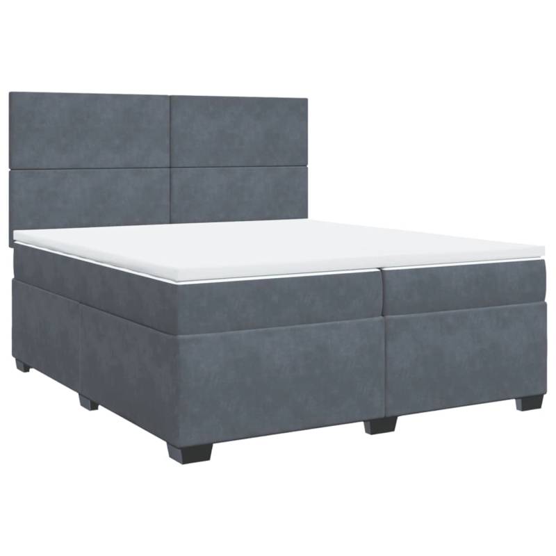 vidaXL Boxspringbett mit Matratze Dunkelgrau 200x200 cm Samt2107168 von VIDAXL