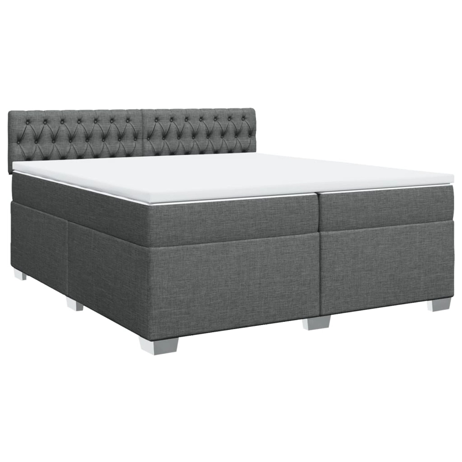 vidaXL Boxspringbett mit Matratze Dunkelgrau 200x200 cm Stoff2098122 von VIDAXL