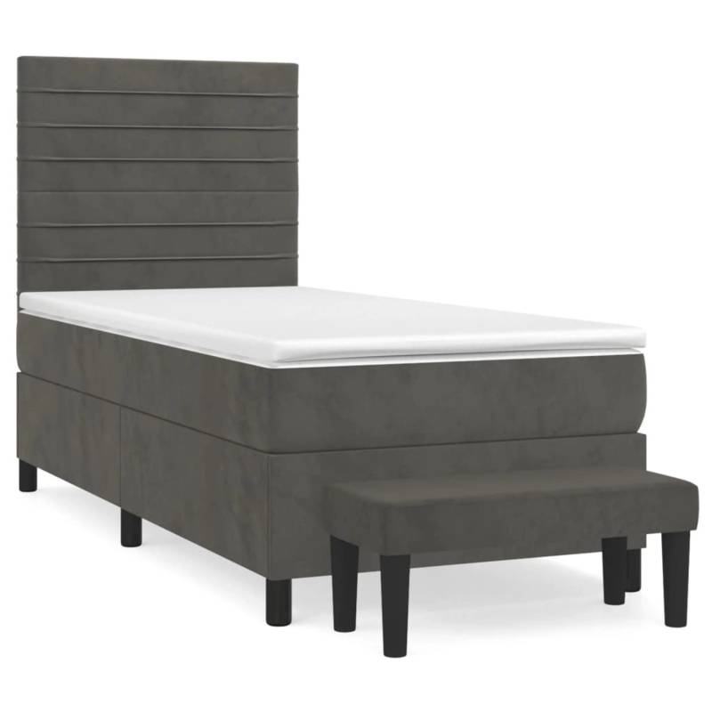 vidaXL Boxspringbett mit Matratze Dunkelgrau 80x200 cm Samt1367898 von VIDAXL