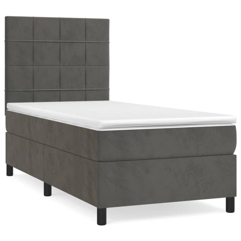 vidaXL Boxspringbett mit Matratze Dunkelgrau 90x190 cm Samt1348772 von VIDAXL