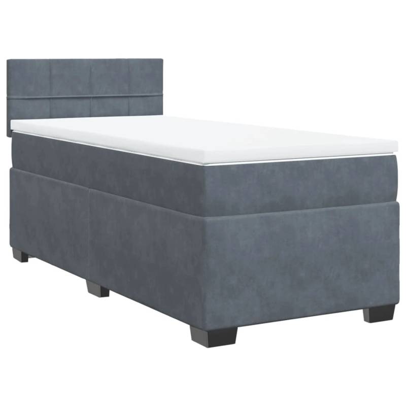 vidaXL Boxspringbett mit Matratze Dunkelgrau 90x190 cm Samt2097888 von VIDAXL