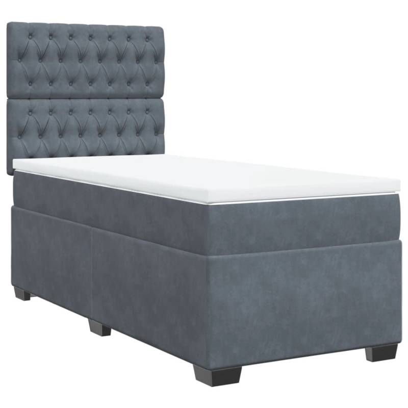 vidaXL Boxspringbett mit Matratze Dunkelgrau 90x190 cm Samt2099310 von VIDAXL