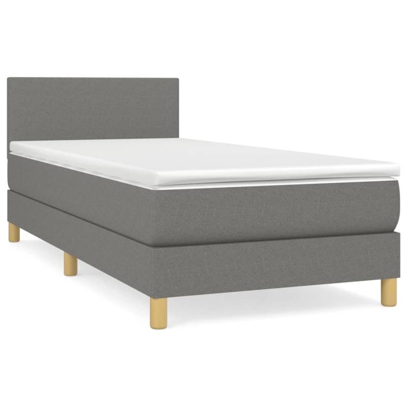 vidaXL Boxspringbett mit Matratze Dunkelgrau 90x190 cm Stoff1388716 von VIDAXL