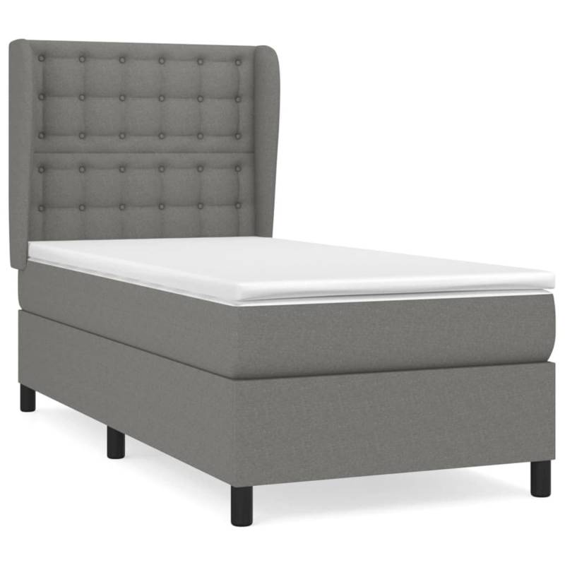 vidaXL Boxspringbett mit Matratze Dunkelgrau 90x190 cm Stoff1394717 von VIDAXL