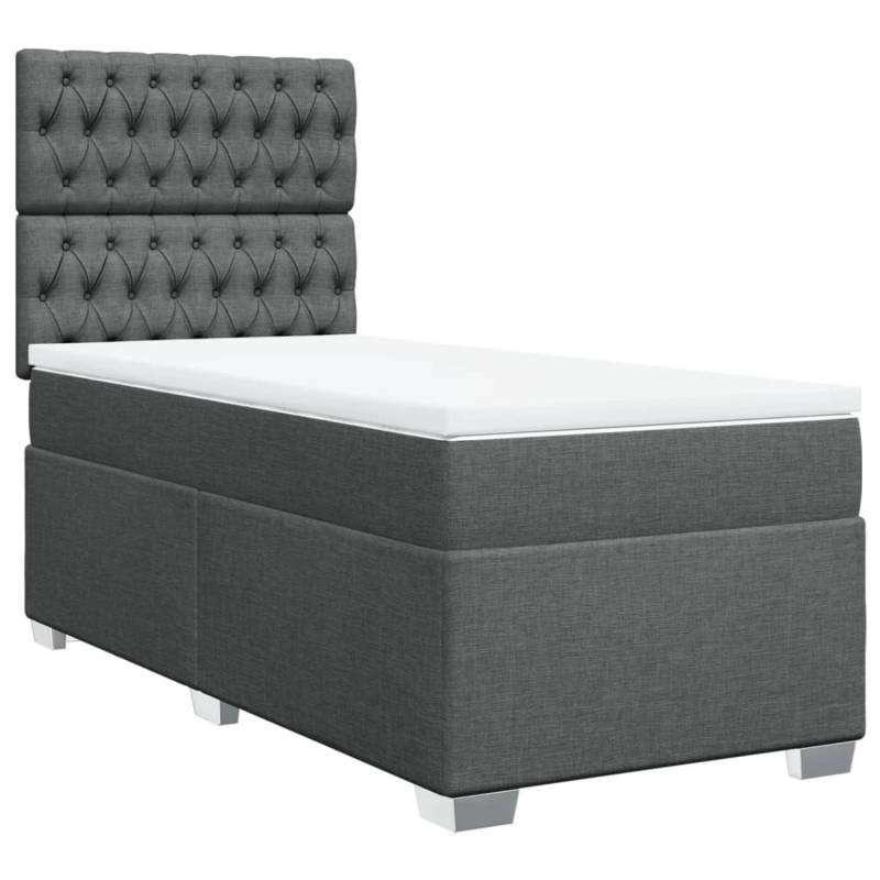 vidaXL Boxspringbett mit Matratze Dunkelgrau 90x190 cm Stoff2097769 von VIDAXL