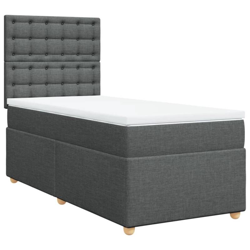 vidaXL Boxspringbett mit Matratze Dunkelgrau 90x190 cm Stoff2101710 von VIDAXL