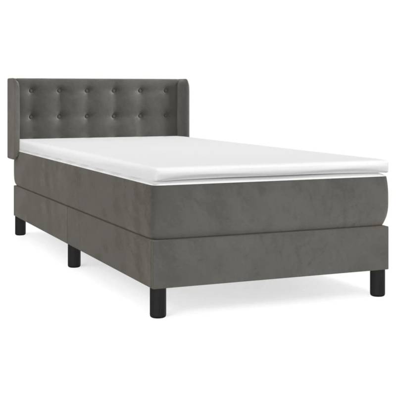 vidaXL Boxspringbett mit Matratze Dunkelgrau 90x200 cm Samt1376762 von VIDAXL