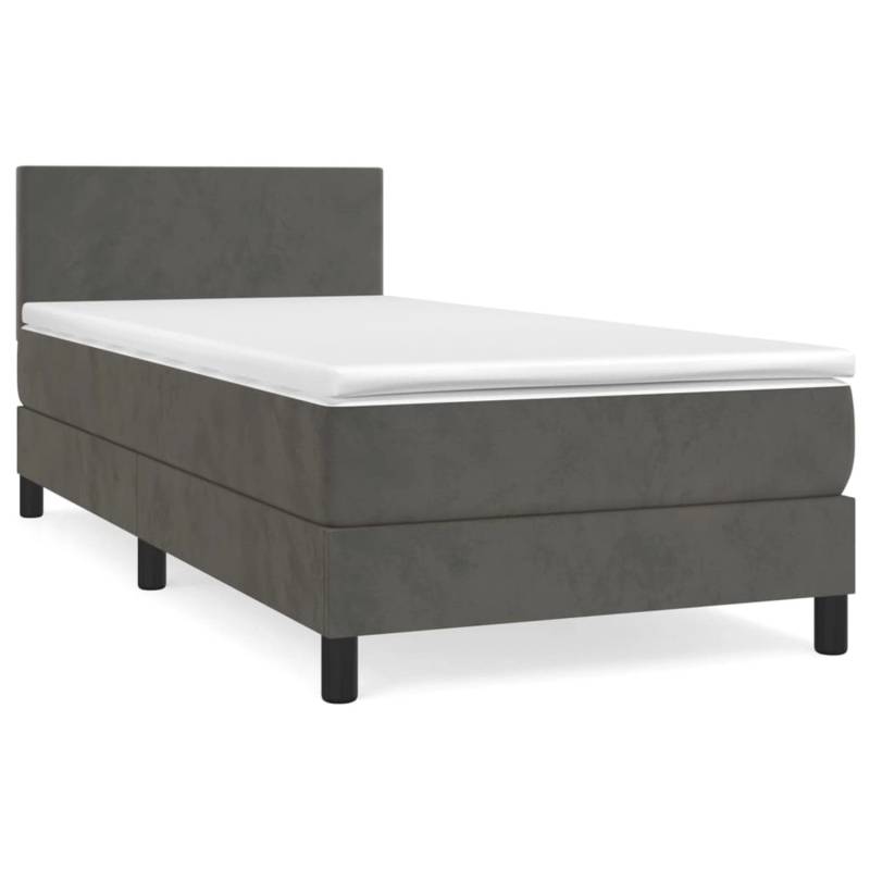 vidaXL Boxspringbett mit Matratze Dunkelgrau 90x200 cm Samt1389839 von VIDAXL