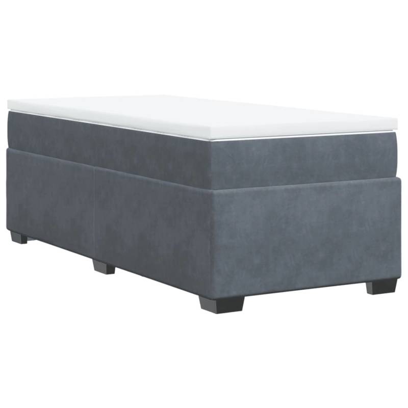 vidaXL Boxspringbett mit Matratze Dunkelgrau 90x200 cm Samt2101792 von VIDAXL
