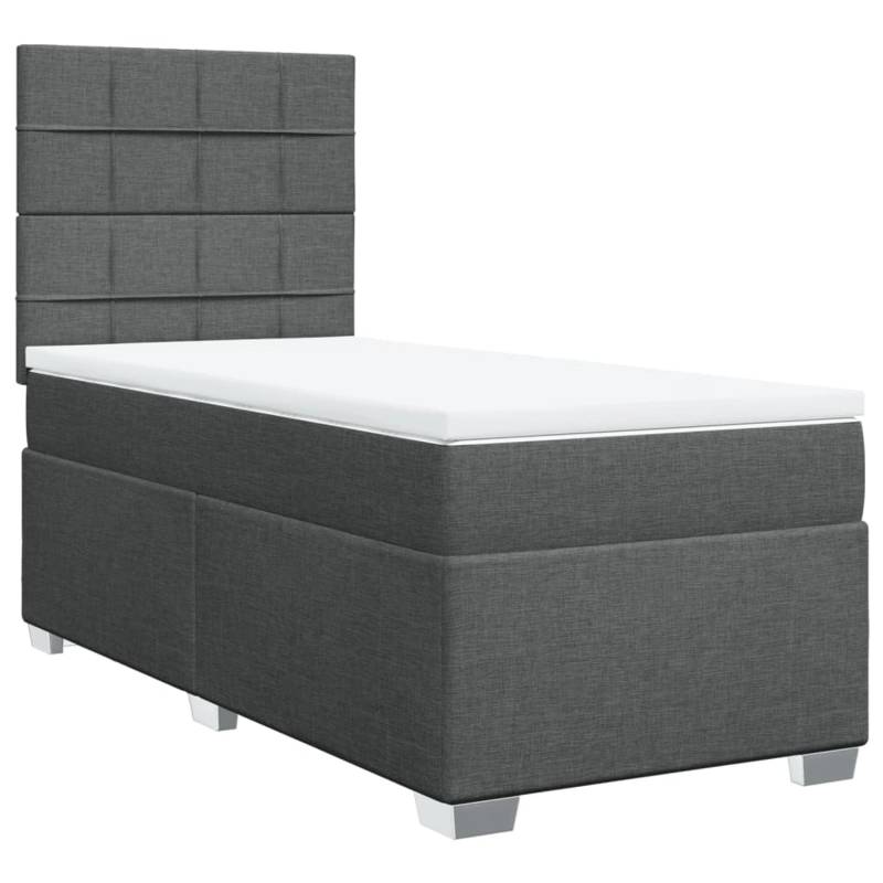 vidaXL Boxspringbett mit Matratze Dunkelgrau 90x200 cm Stoff2097727 von VIDAXL