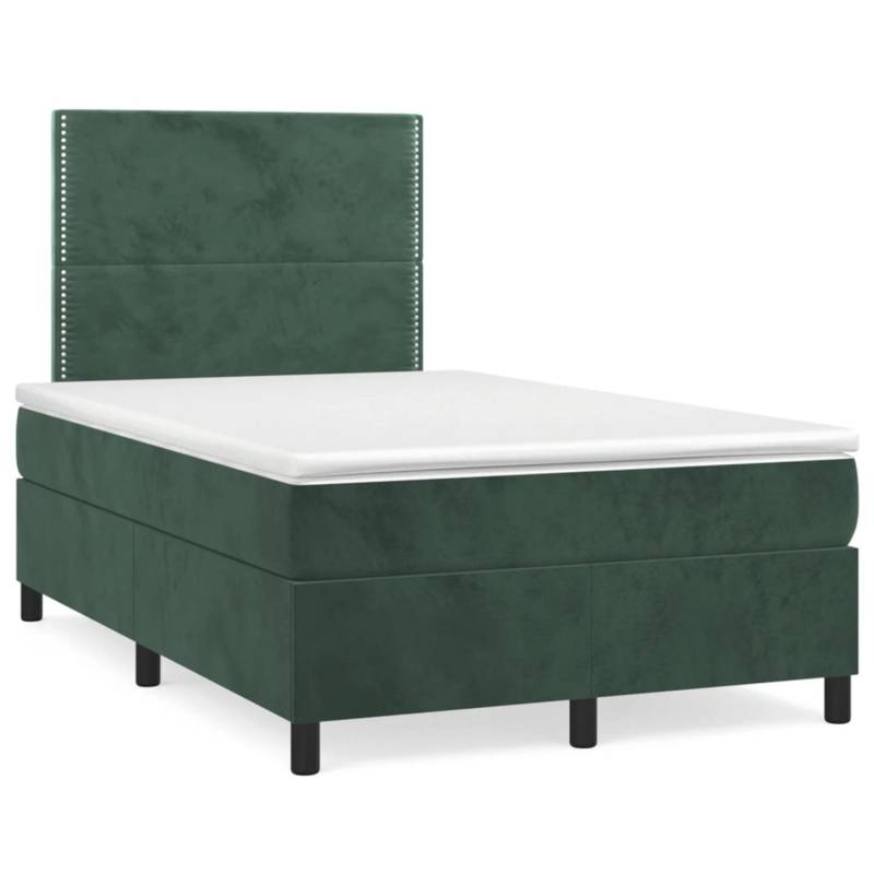 vidaXL Boxspringbett mit Matratze Dunkelgrün 120x200 cm Samt1350304 von VIDAXL