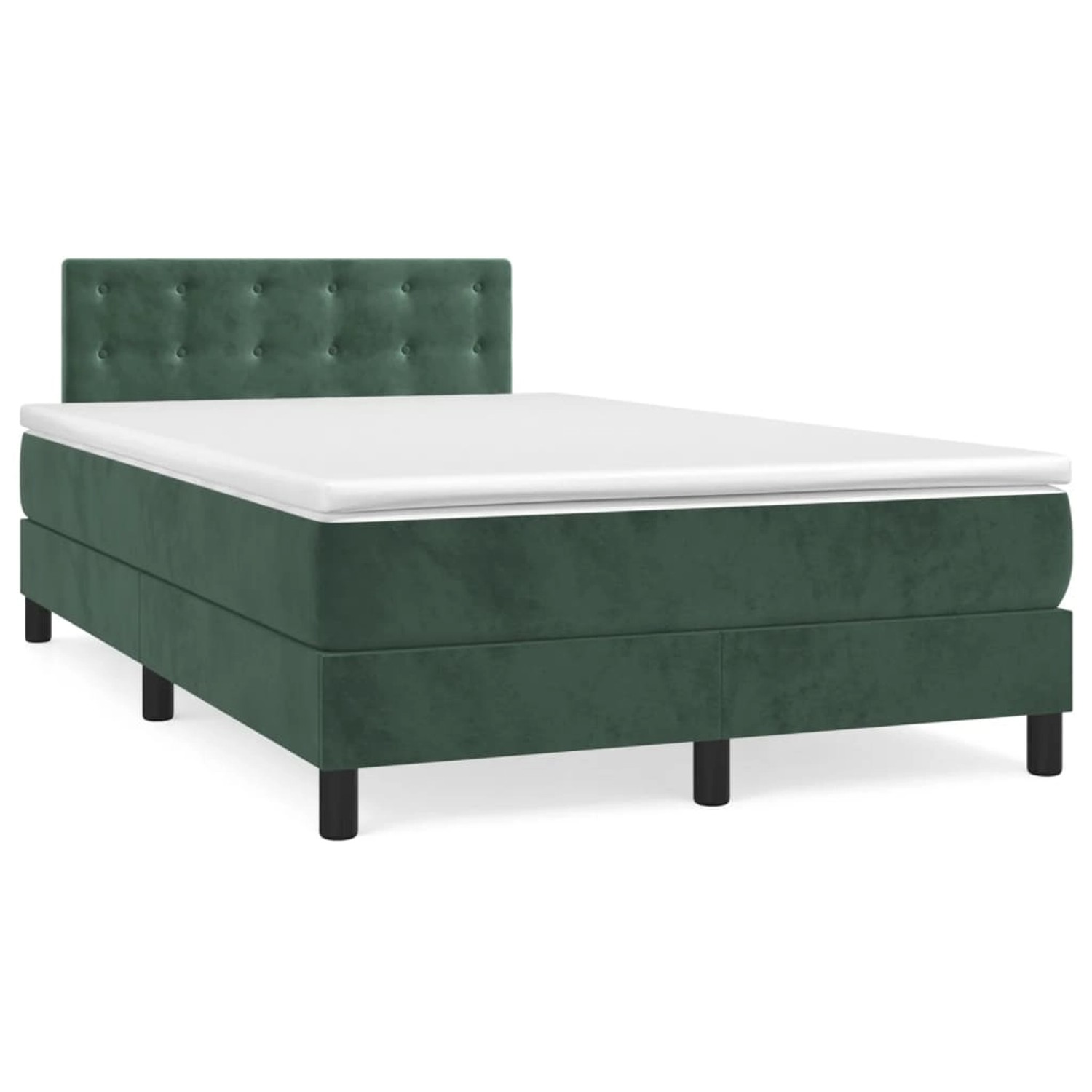 vidaXL Boxspringbett mit Matratze Dunkelgrün 120x200 cm Samt1390050 von VIDAXL