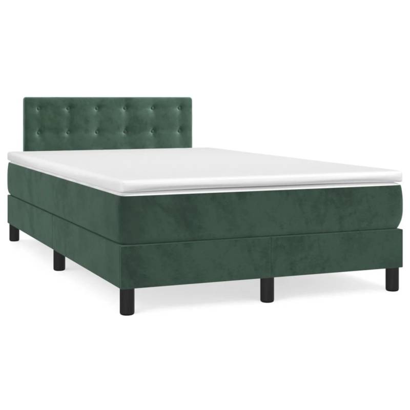 vidaXL Boxspringbett mit Matratze Dunkelgrün 120x200 cm Samt1390050 von VIDAXL