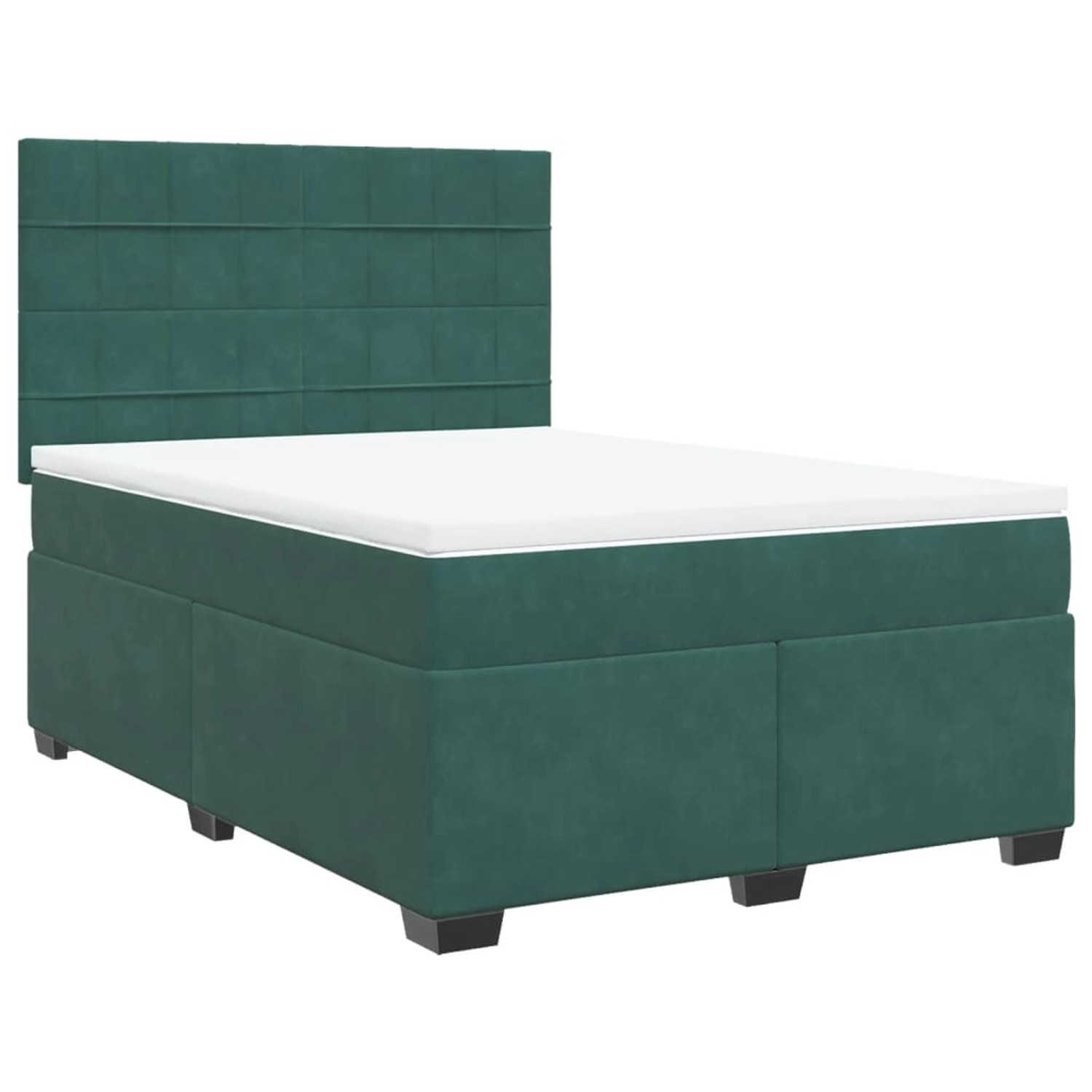vidaXL Boxspringbett mit Matratze Dunkelgrün 140x190 cm Samt 3290909 von VIDAXL