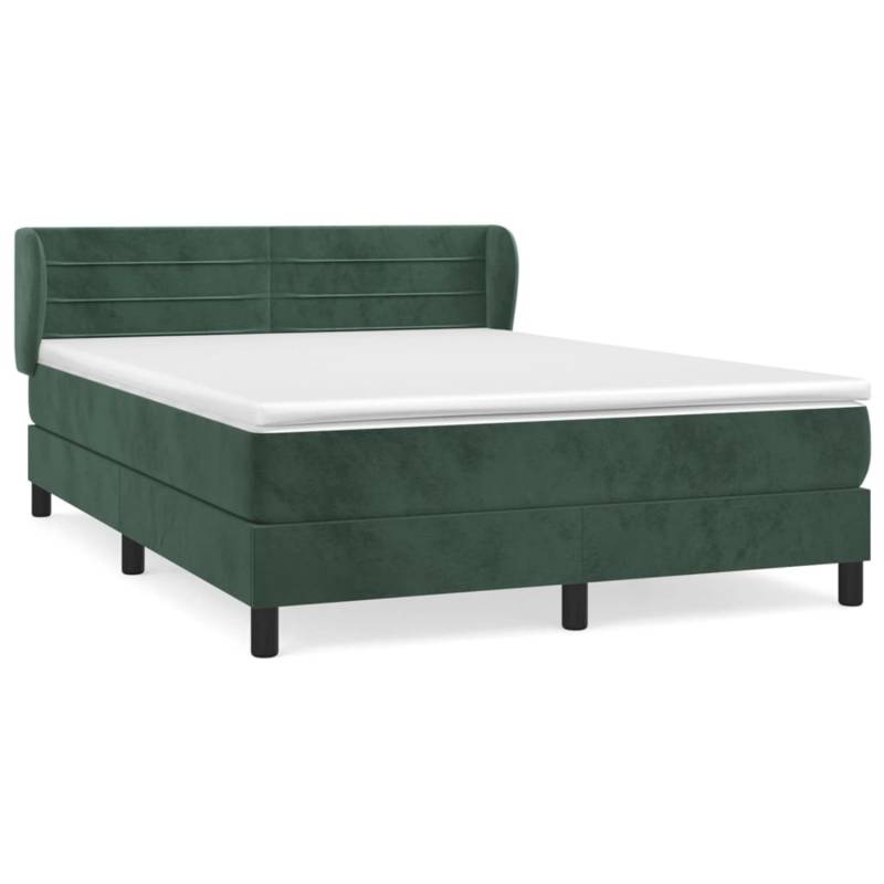 vidaXL Boxspringbett mit Matratze Dunkelgrün 140x190 cm Samt1467559 von VIDAXL