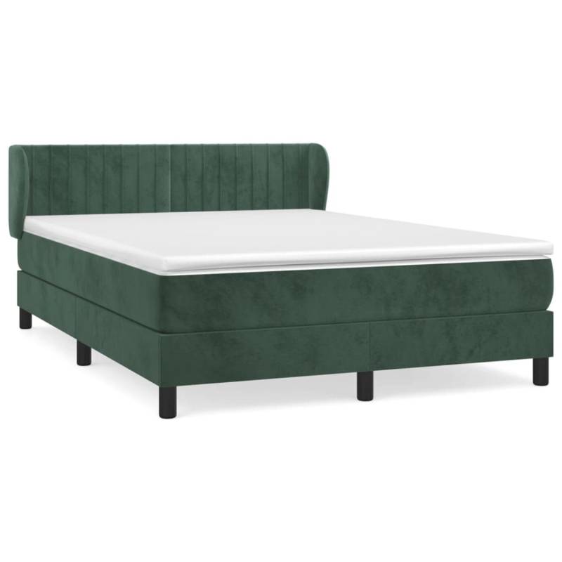 vidaXL Boxspringbett mit Matratze Dunkelgrün 140x190 cm Samt1469471 von VIDAXL