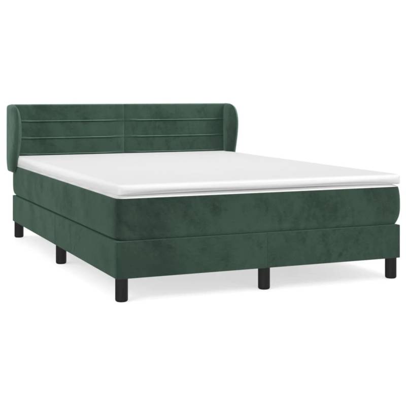 vidaXL Boxspringbett mit Matratze Dunkelgrün 140x200 cm Samt1396902 von VIDAXL