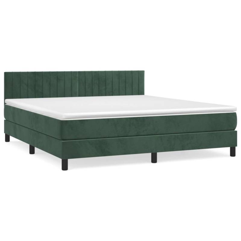 vidaXL Boxspringbett mit Matratze Dunkelgrün 160x200 cm Samt1466969 von VIDAXL