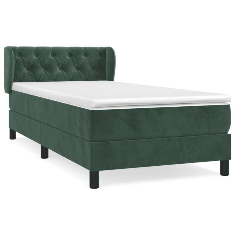 vidaXL Boxspringbett mit Matratze Dunkelgrün 80x200 cm Samt1537237 von VIDAXL