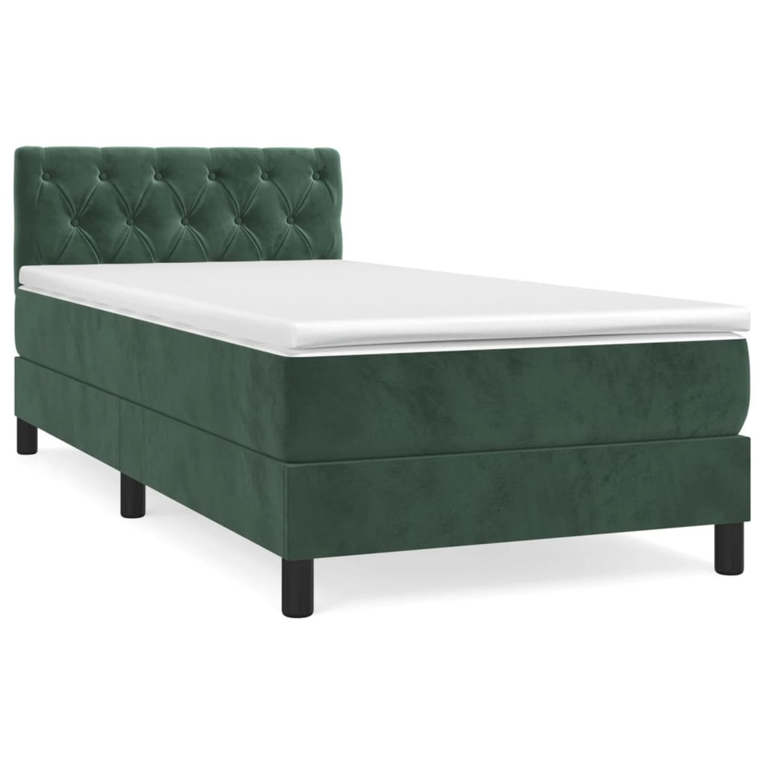 vidaXL Boxspringbett mit Matratze Dunkelgrün 80x200 cm Samt1537796 von VIDAXL