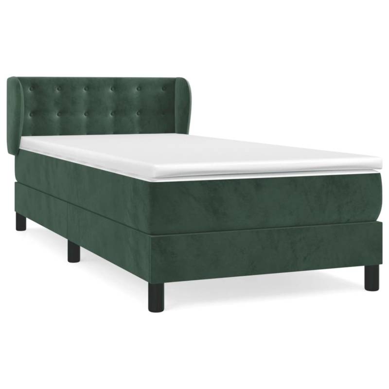 vidaXL Boxspringbett mit Matratze Dunkelgrün 90x190 cm Samt1537126 von VIDAXL