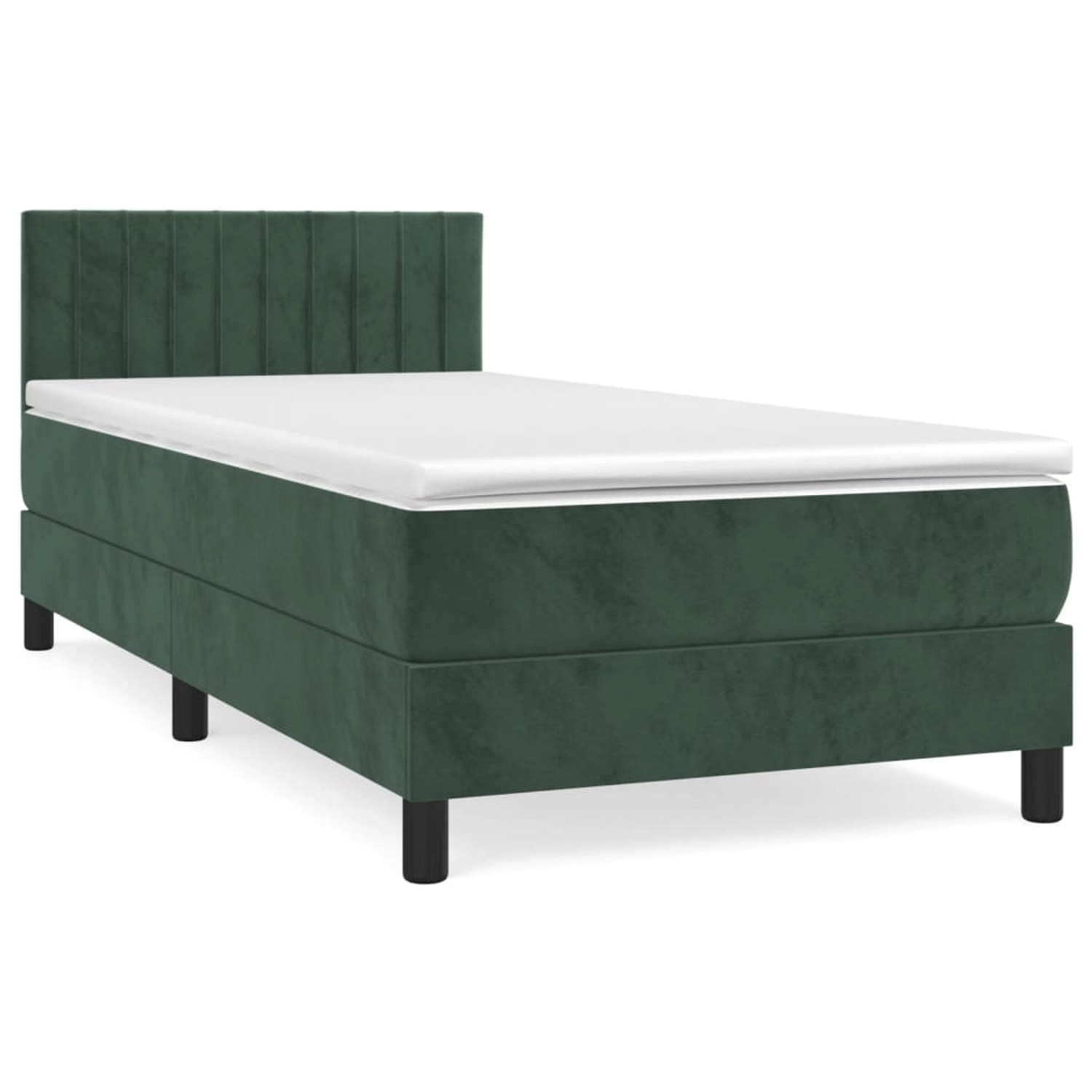 vidaXL Boxspringbett mit Matratze Dunkelgrün 90x190 cm Samt1537772 von VIDAXL