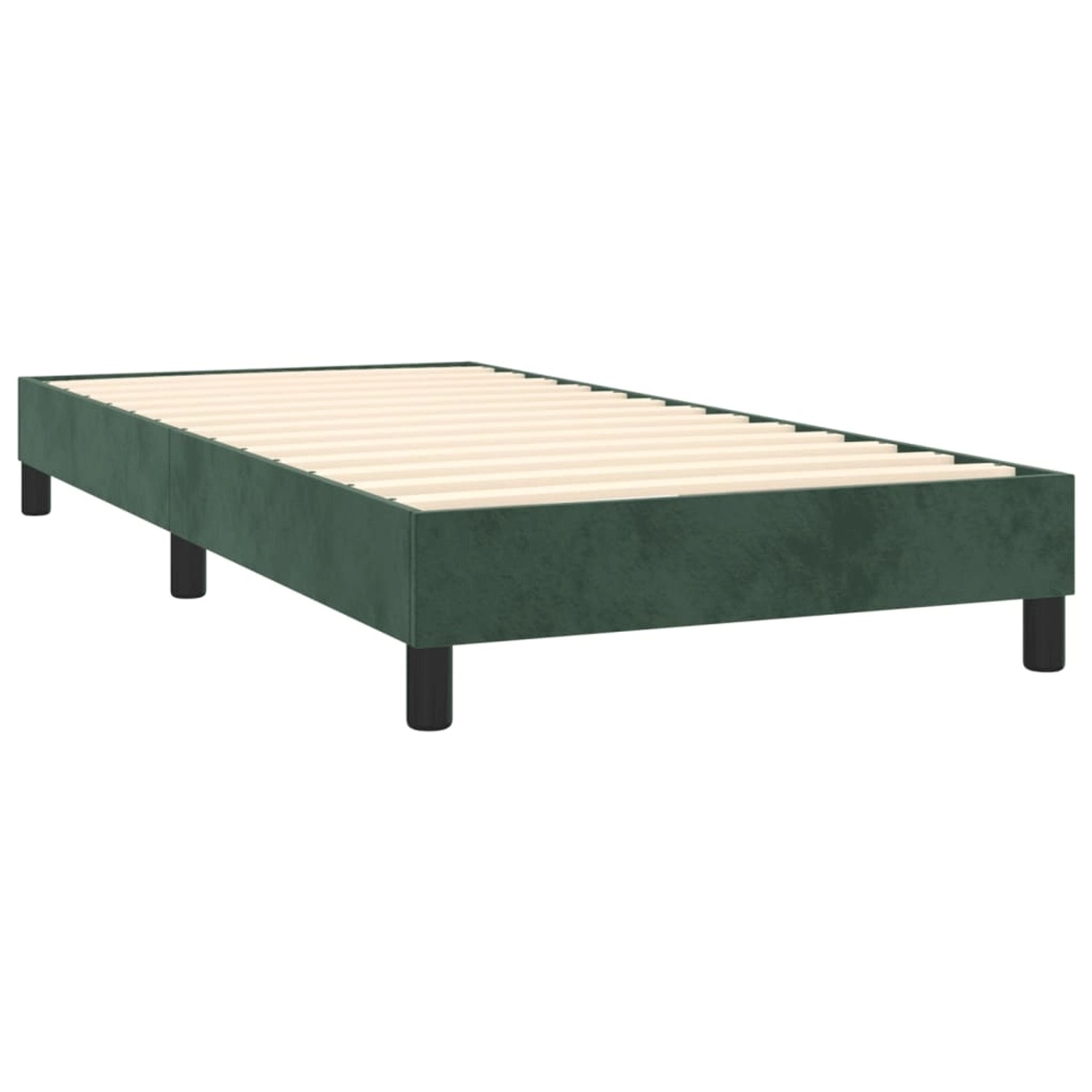 vidaXL Boxspringbett mit Matratze Dunkelgrün 90x190 cm Samt1537774 von VIDAXL
