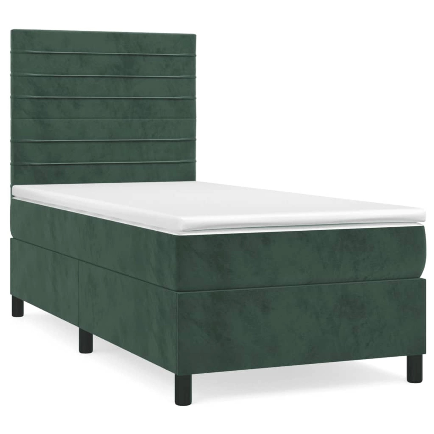 vidaXL Boxspringbett mit Matratze Dunkelgrün 90x190 cm Samt1537807 von VIDAXL