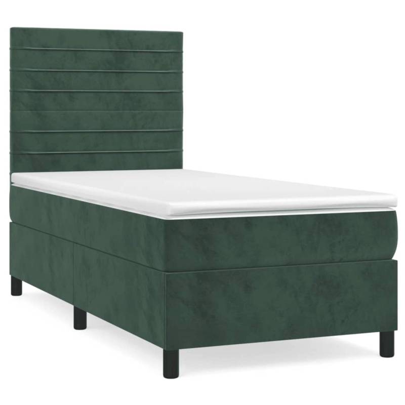 vidaXL Boxspringbett mit Matratze Dunkelgrün 90x190 cm Samt1537807 von VIDAXL
