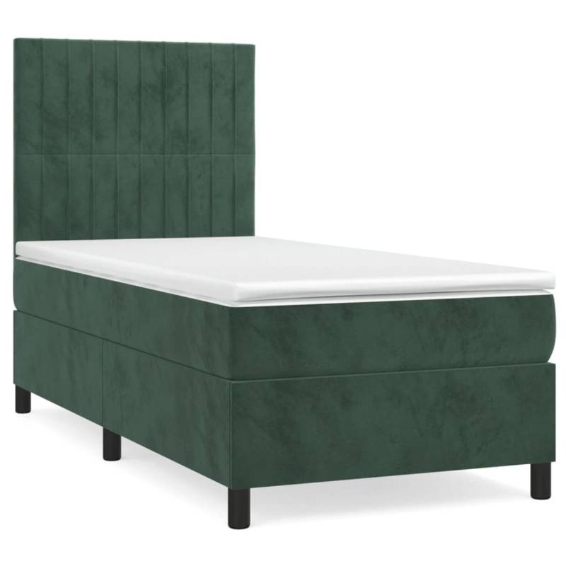 vidaXL Boxspringbett mit Matratze Dunkelgrün 90x200 cm Samt1371397 von VIDAXL