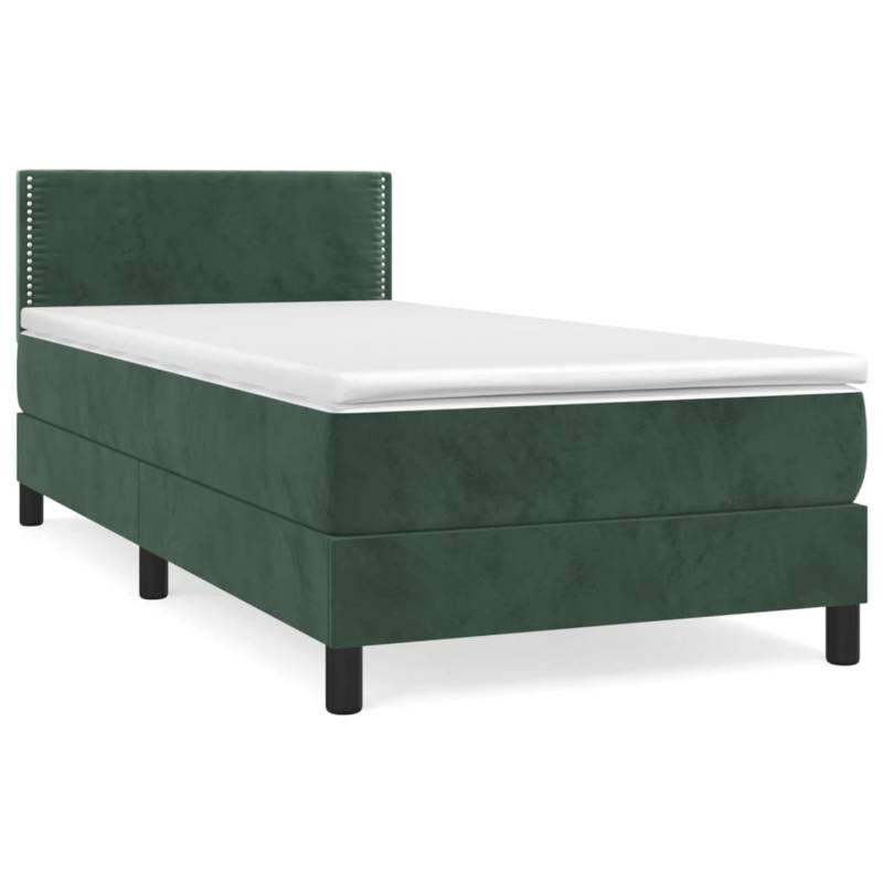 vidaXL Boxspringbett mit Matratze Dunkelgrün 90x200 cm Samt1389902 von VIDAXL