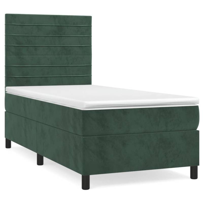 vidaXL Boxspringbett mit Matratze Dunkelgrün 90x200 cm Samt1537805 von VIDAXL