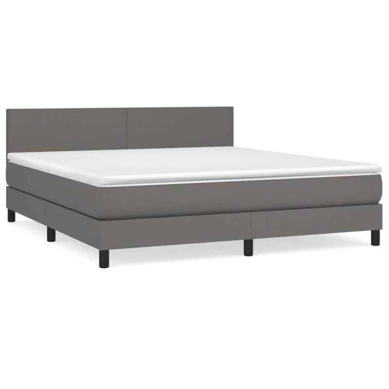 vidaXL Boxspringbett mit Matratze Grau 180x200 cm Kunstleder1389732 von VIDAXL