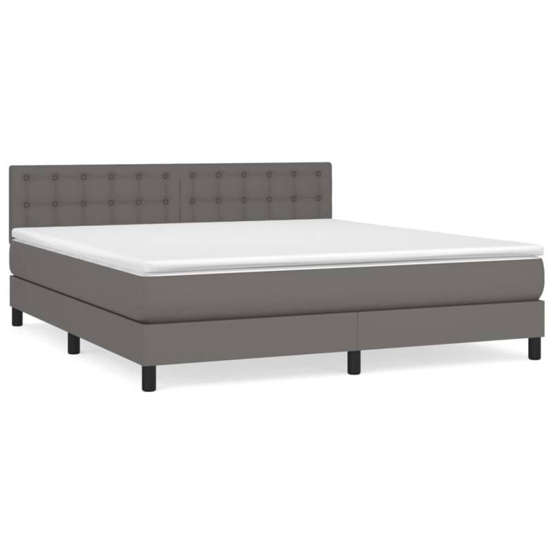 vidaXL Boxspringbett mit Matratze Grau 180x200 cm Kunstleder1389835 von VIDAXL