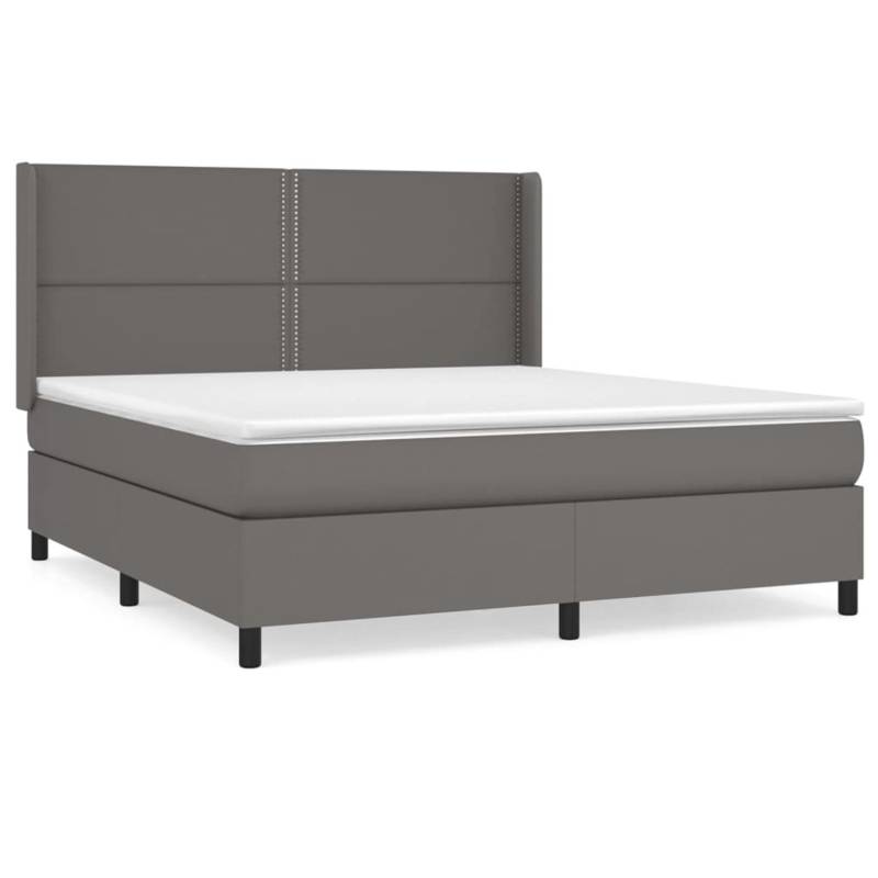 vidaXL Boxspringbett mit Matratze Grau 180x200 cm Kunstleder1466335 von VIDAXL