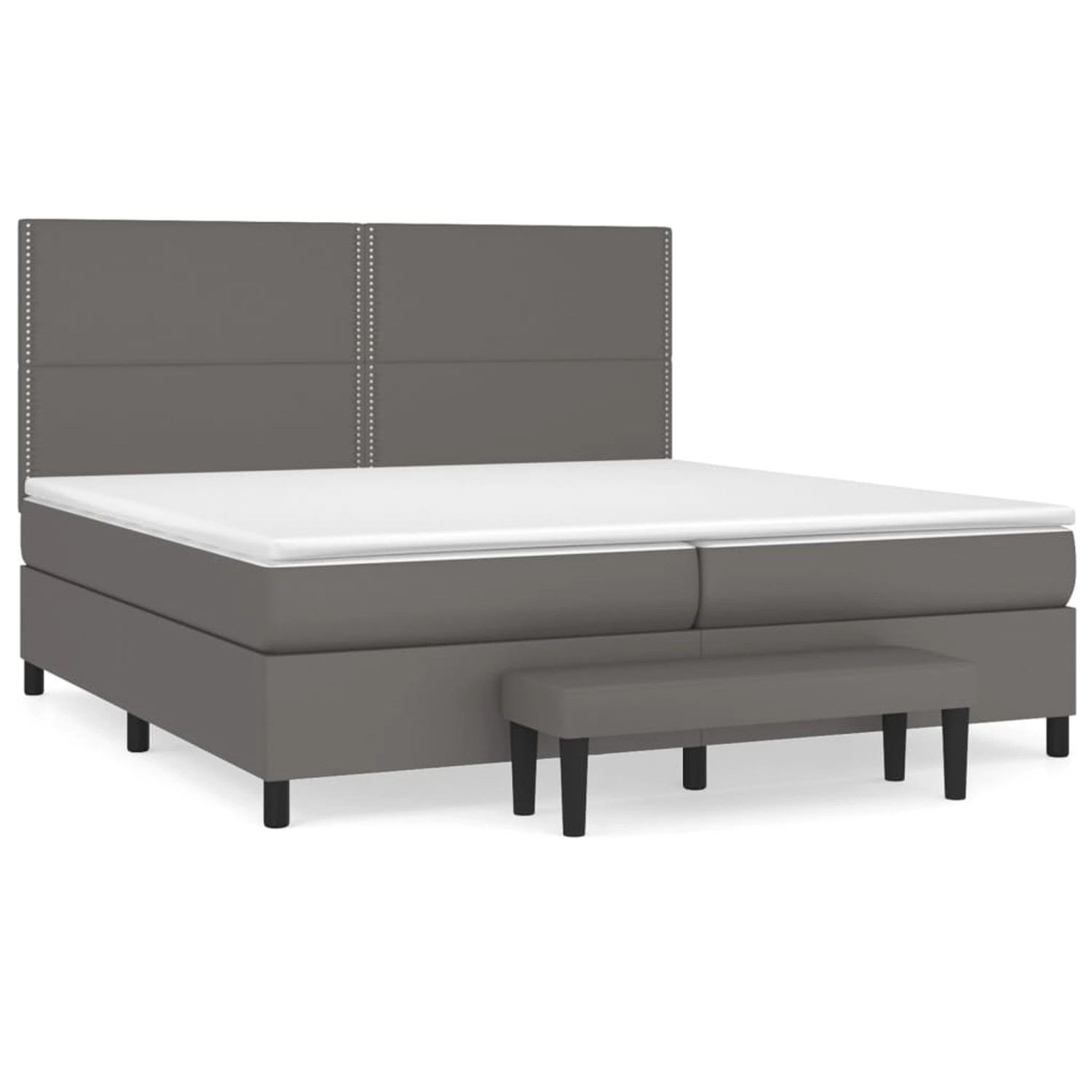 vidaXL Boxspringbett mit Matratze Grau 200x200 cm Kunstleder1469556 von VIDAXL
