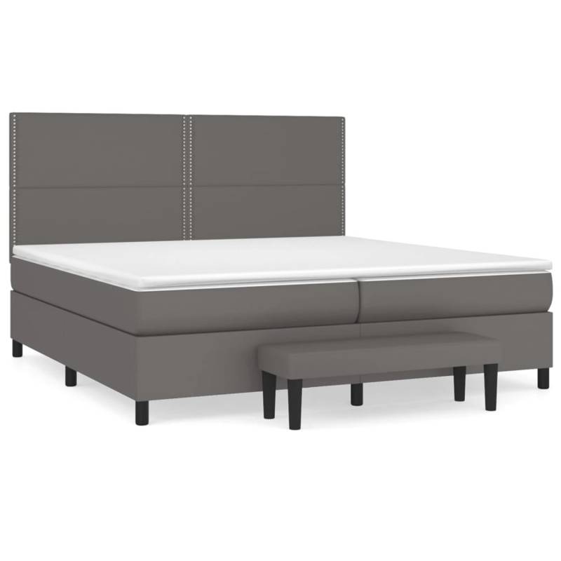 vidaXL Boxspringbett mit Matratze Grau 200x200 cm Kunstleder1469556 von VIDAXL