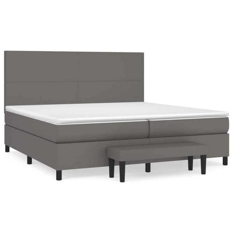 vidaXL Boxspringbett mit Matratze Grau 200x200 cm Kunstleder1469579 von VIDAXL
