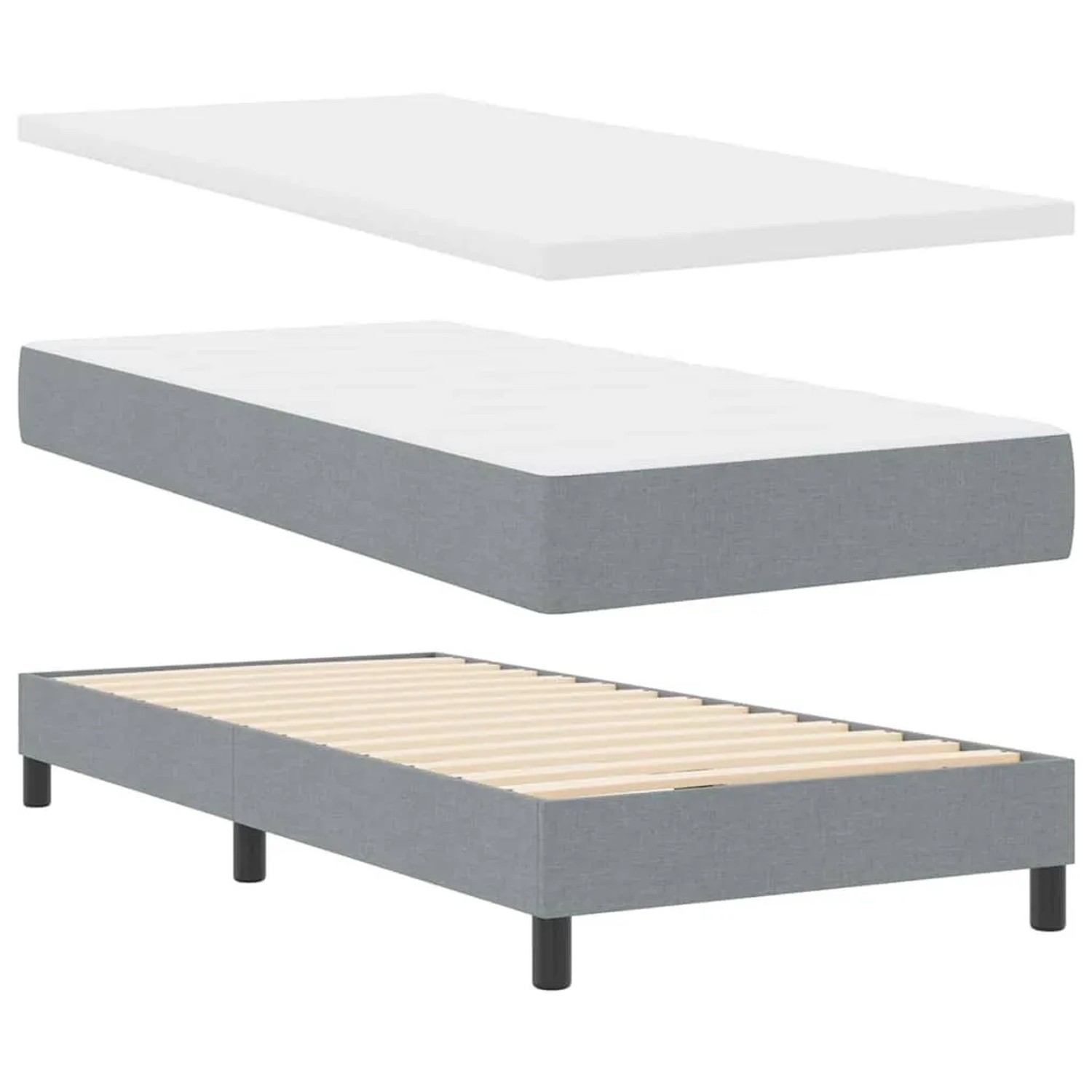 vidaXL Boxspringbett mit Matratze Hellgrau 100 x 200 cm Stoff 3340073 vidaXL Boxspringbett mit Matratze Hellgrau 100 x 200 cm Stoff 3340073 von VIDAXL
