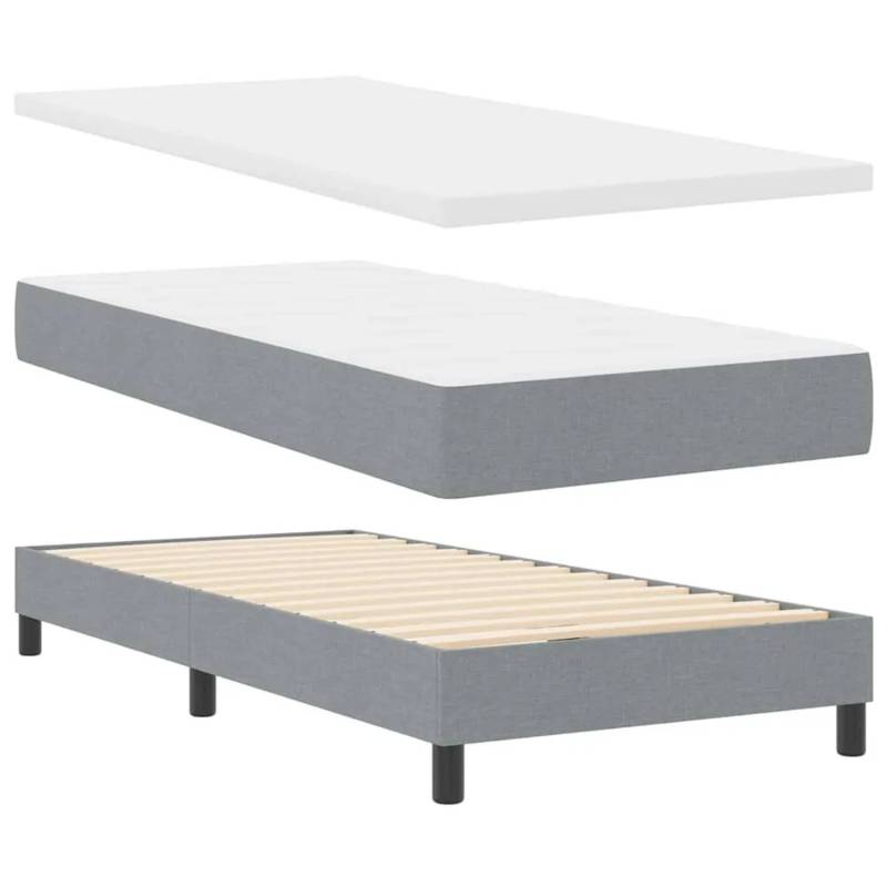 vidaXL Boxspringbett mit Matratze Hellgrau 100 x 200 cm Stoff 3340073 von VIDAXL