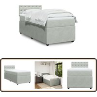 vidaXL Boxspringbett mit Matratze Hellgrau 100x200 cm Samt vidaXL Boxspringbett mit Matratze Hellgrau 100x200 cm Samt von VIDAXL