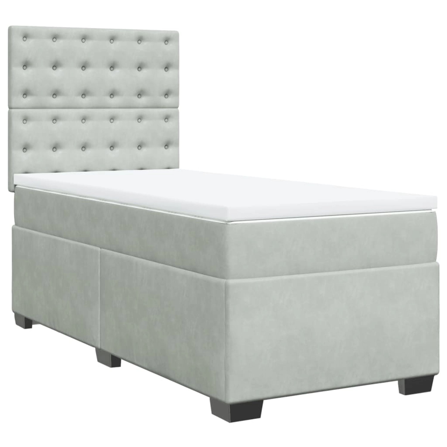 vidaXL Boxspringbett mit Matratze Hellgrau 100x200 cm Samt2107148 vidaXL Boxspringbett mit Matratze Hellgrau 100x200 cm Samt2107148 von VIDAXL
