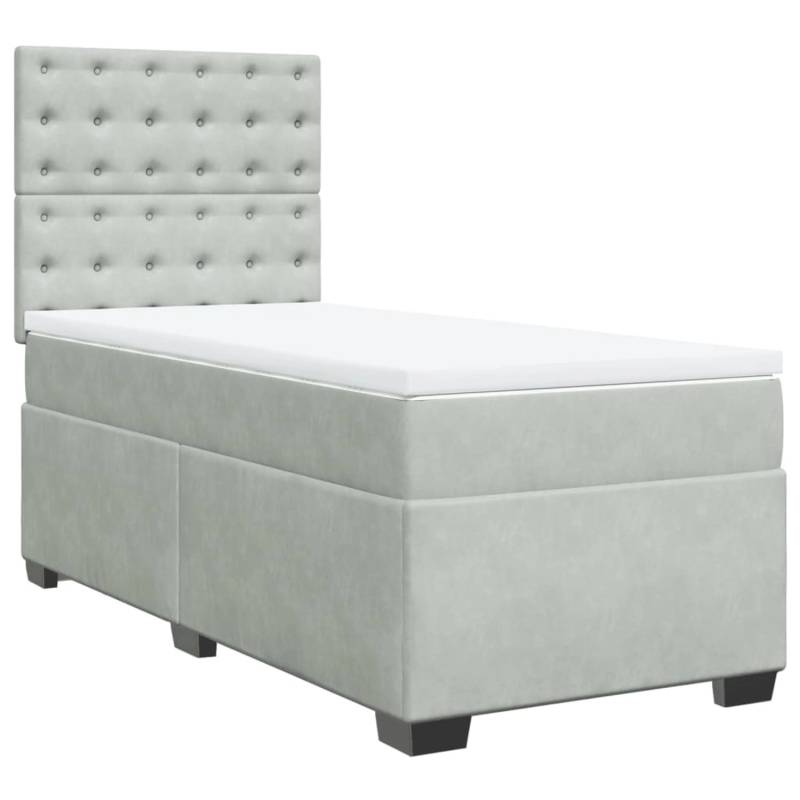 vidaXL Boxspringbett mit Matratze Hellgrau 100x200 cm Samt2107148 von VIDAXL