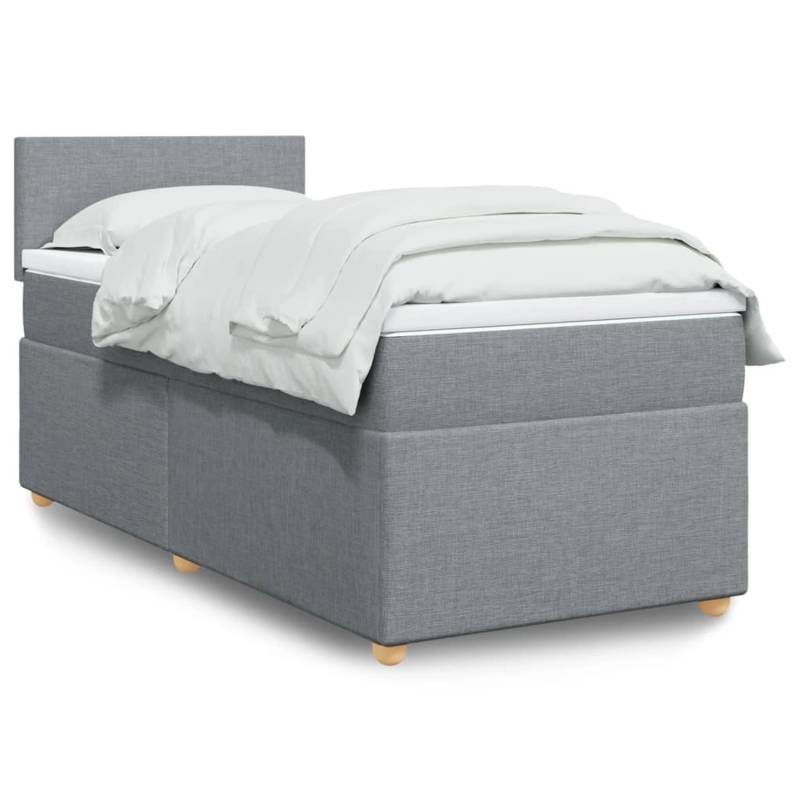vidaXL Boxspringbett mit Matratze Hellgrau 100x200 cm Stoff2098281 von VIDAXL