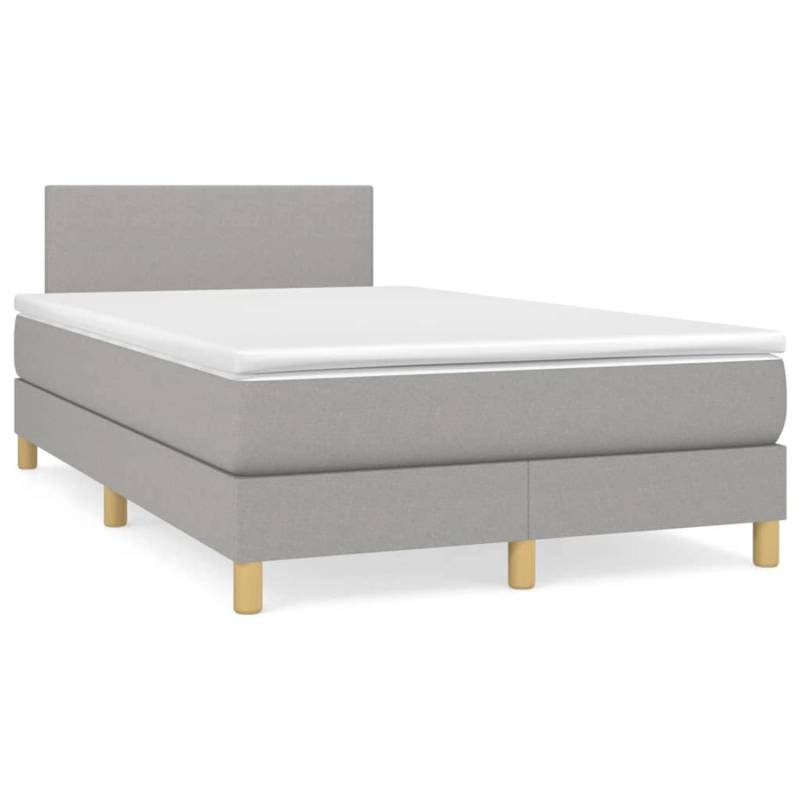 vidaXL Boxspringbett mit Matratze Hellgrau 120x200 cm Stoff1397409 von VIDAXL