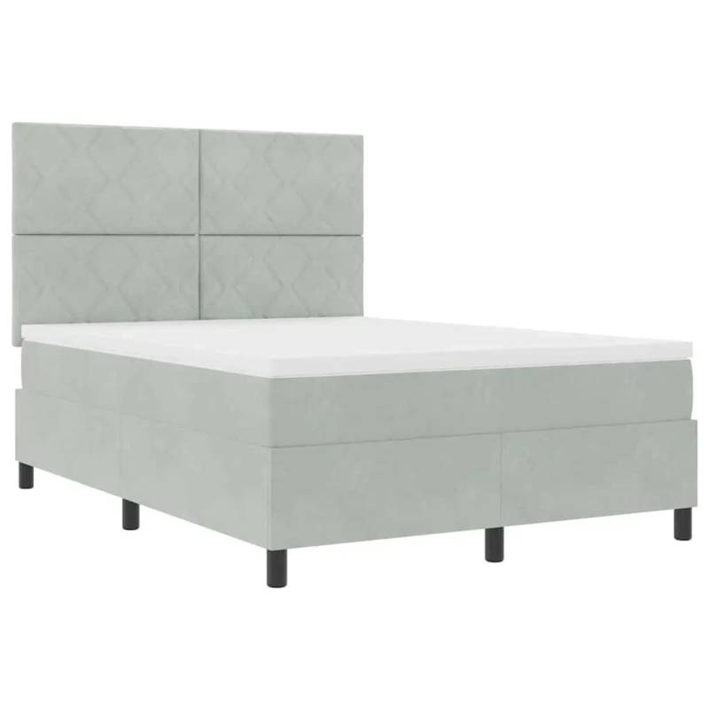 vidaXL Boxspringbett mit Matratze Hellgrau 140 x 200 cm Samt 3339902 vidaXL Boxspringbett mit Matratze Hellgrau 140 x 200 cm Samt 3339902 von VIDAXL