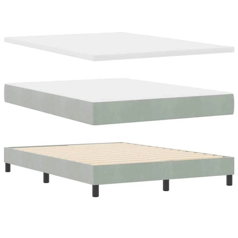 vidaXL Boxspringbett mit Matratze Hellgrau 140 x 200 cm Samt 3340334 von VIDAXL