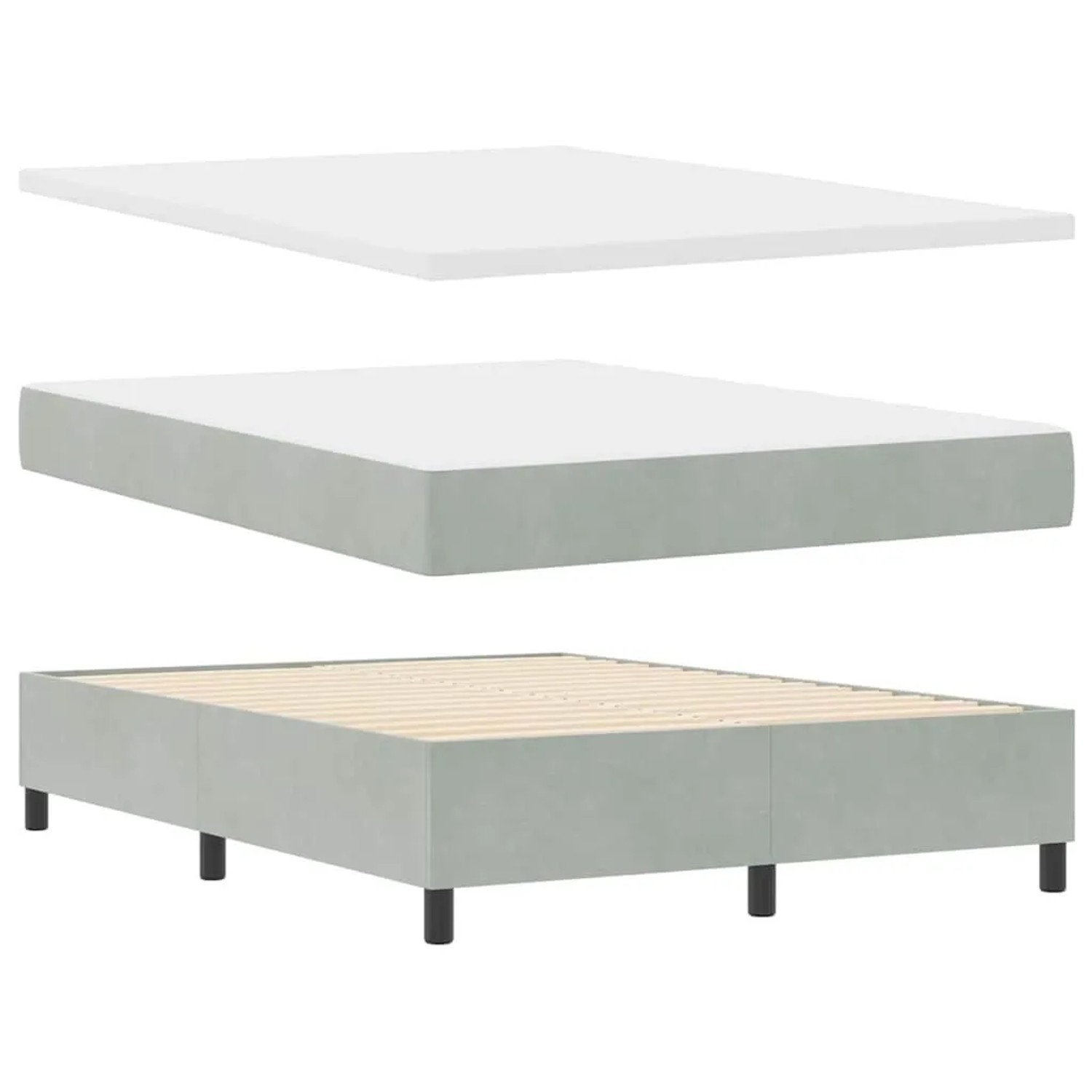 vidaXL Boxspringbett mit Matratze Hellgrau 140 x 200 cm Samt 3344582 vidaXL Boxspringbett mit Matratze Hellgrau 140 x 200 cm Samt 3344582 von VIDAXL