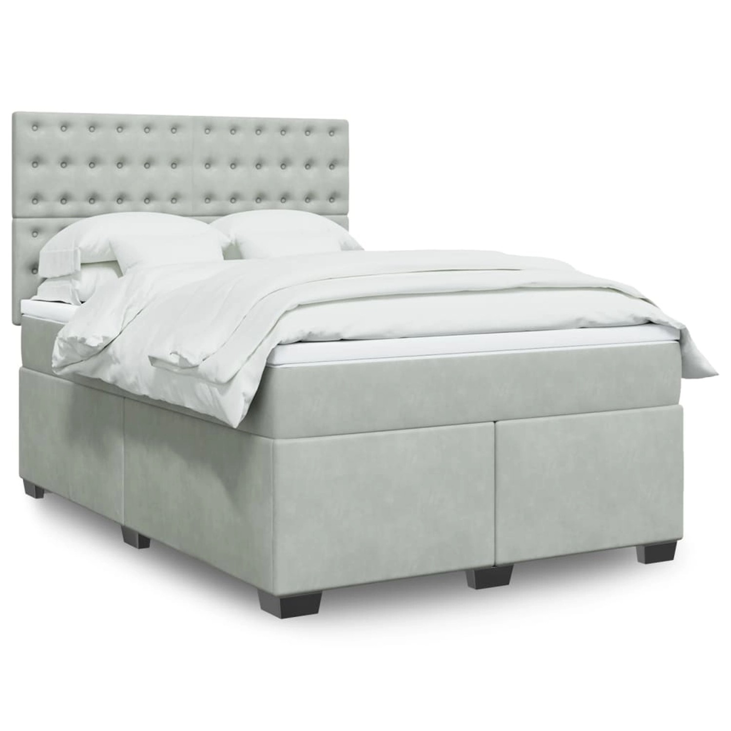 vidaXL Boxspringbett mit Matratze Hellgrau 140x190 cm Samt 3293218 vidaXL Boxspringbett mit Matratze Hellgrau 140x190 cm Samt 3293218 von VIDAXL