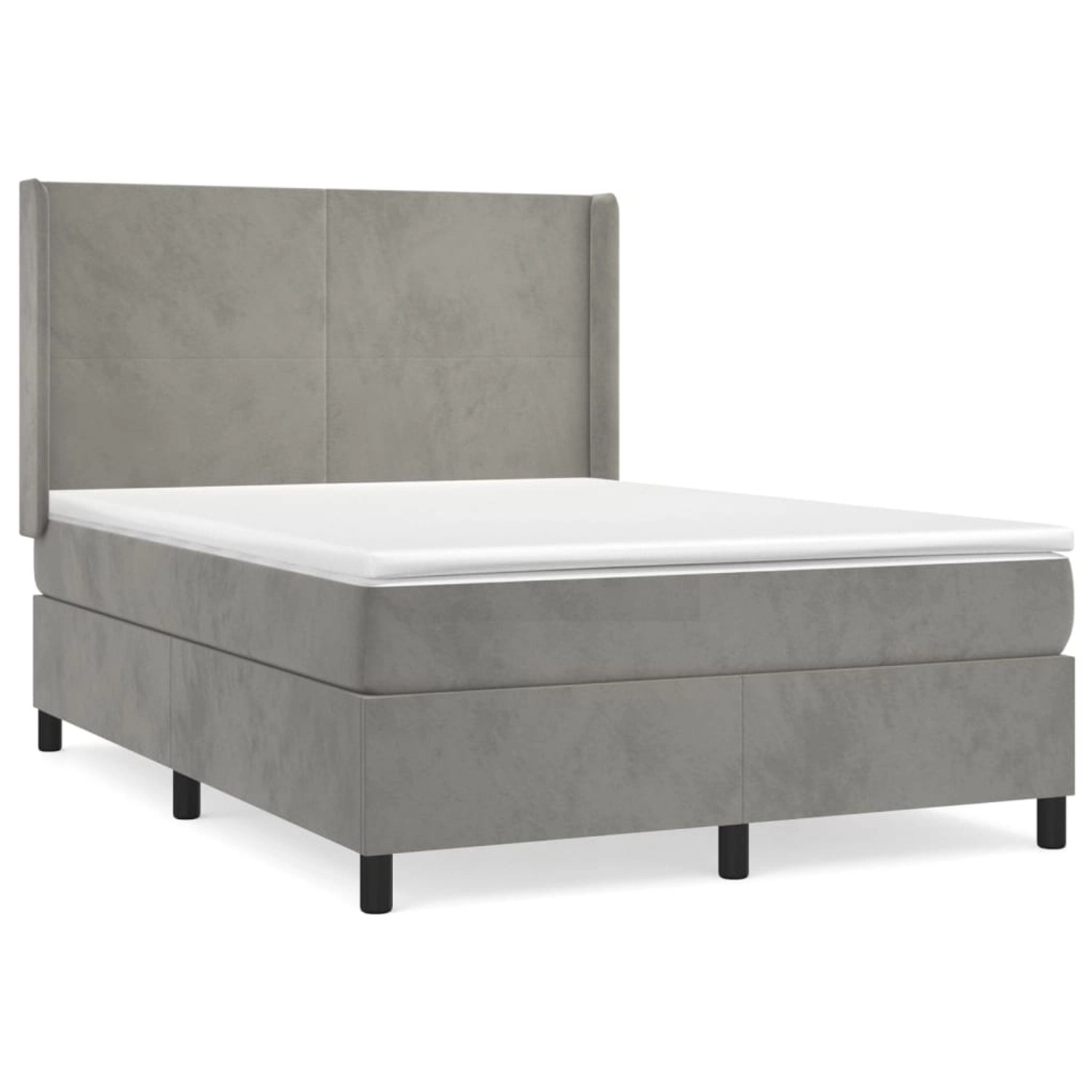 vidaXL Boxspringbett mit Matratze Hellgrau 140x190 cm Samt1399489 von VIDAXL